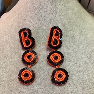 Halloween Beaded Earrings BOO - NEW